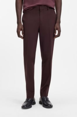 Two-piece slim-fit suit in wool-blend poplin, Dark Brown