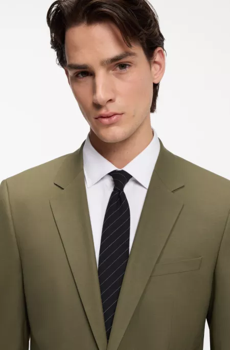 Costume deux pièces Slim en popeline de laine mélangée