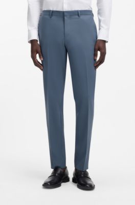 Two-piece slim-fit suit in wool-blend poplin, Light Blue