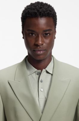 Slim-fit jacket in wool-blend poplin, Light Green