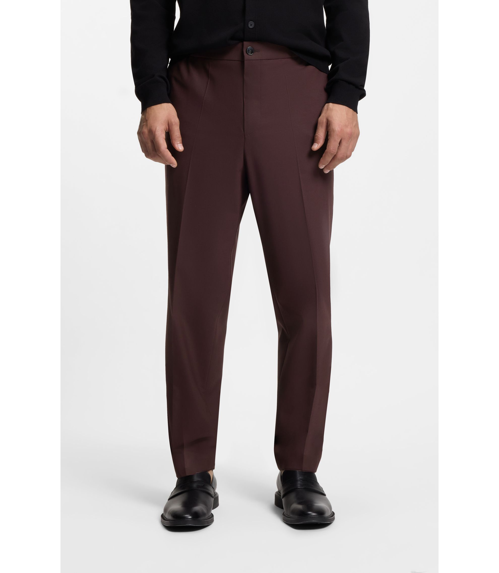 Slim-Fit Hose aus Woll-Mix mit Popeline-Struktur