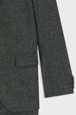 Two-piece modern-fit suit in wool-blend tweed, Light Grey