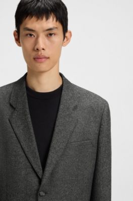 Two-piece modern-fit suit in wool-blend tweed, Light Grey