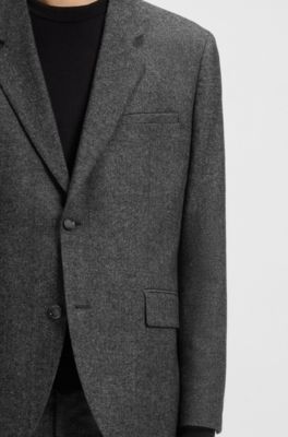 Two-piece modern-fit suit in wool-blend tweed, Light Grey