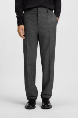 Two-piece modern-fit suit in wool-blend tweed, Light Grey