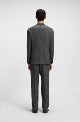 Two-piece modern-fit suit in wool-blend tweed, Light Grey