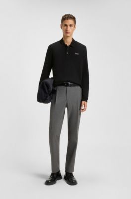 Cotton-piqu&eacute; polo shirt with logo print, Black