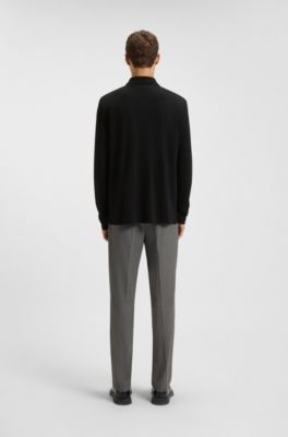 Polo de piqu&eacute; de algod&oacute;n con logo estampado, Negro