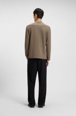 Cotton-piqu&eacute; polo shirt with logo print, Brown