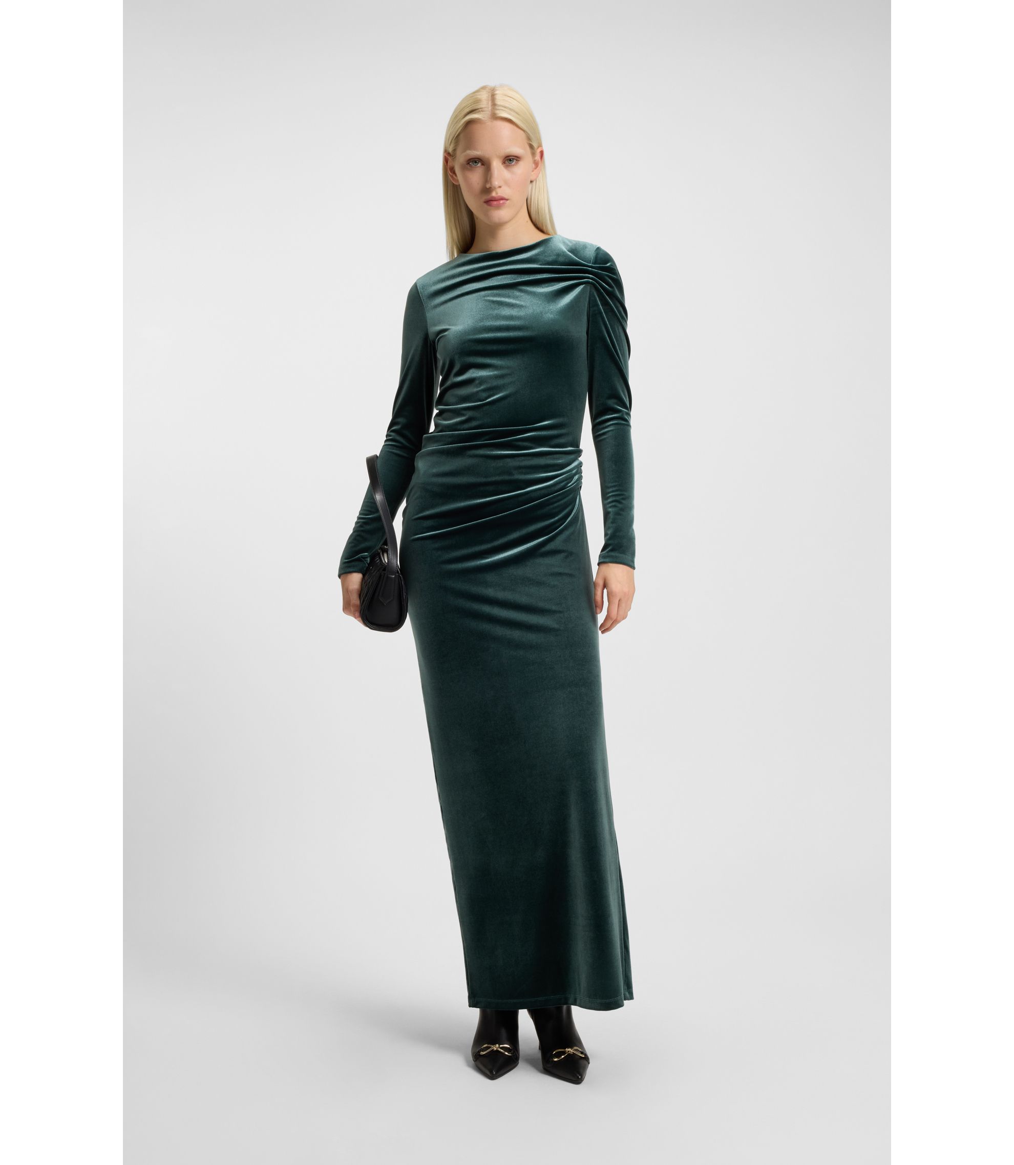 green emerald velvet dress Hugo Boss Dawinga Slim Fit Green Dress – Alberre Odette main image 1