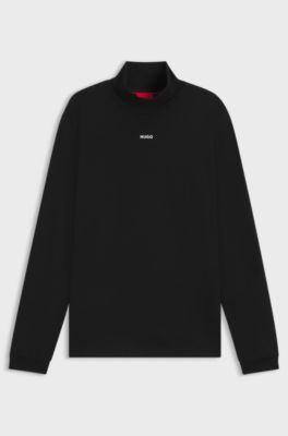 Rollneck logo T-shirt in cotton, Black