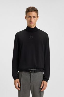 Rollneck logo T-shirt in cotton, Black