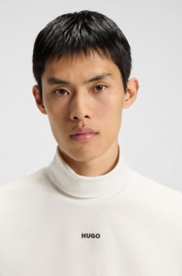 Rollneck logo T-shirt in cotton, White