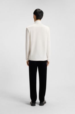 Camiseta de cuello vuelto con logo en algod&oacute;n, Blanco