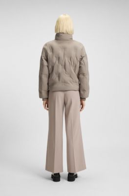 Water-repellent puffer jacket with stacked-logo embossing, Light Beige