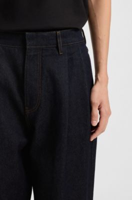 Baggy-fit jeans in dark-blue denim, Dark Blue