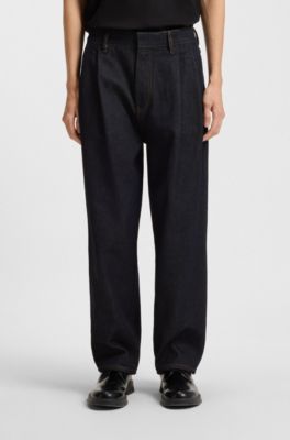 Baggy-fit jeans in dark-blue denim, Dark Blue