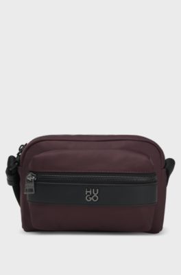Twill crossbody bag with stacked-logo hardware, Light Brown