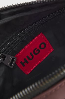 Twill crossbody bag with stacked-logo hardware, Light Brown