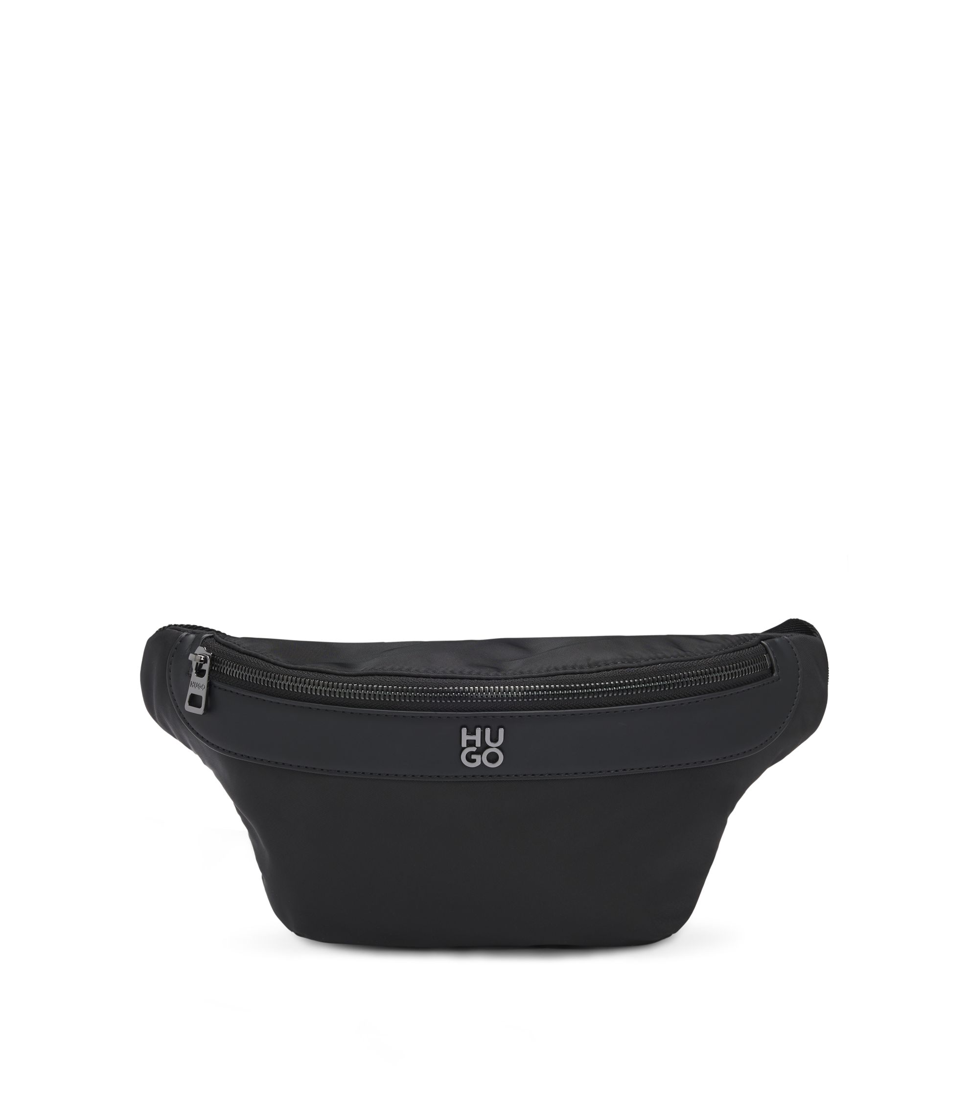 HUGO - ツイル ベルトバッグ メタルスタックロゴ - ブラック