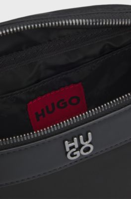 Twill belt bag with stacked-logo hardware, Black