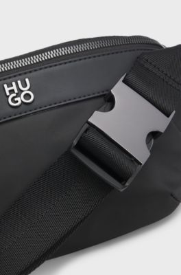 Twill belt bag with stacked-logo hardware, Black