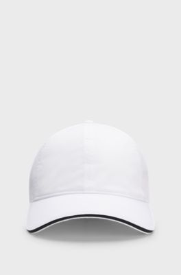 Stretch-nylon cap with gloss logo, White