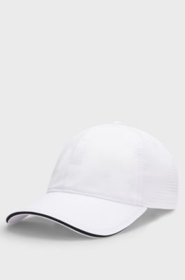 Stretch-nylon cap with gloss logo, White