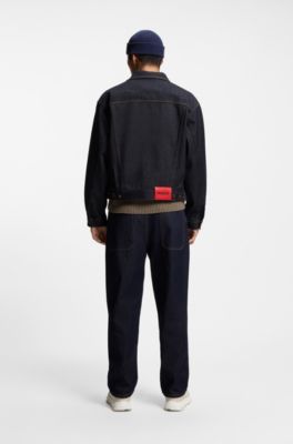 Regular-fit jacket in dark-blue denim, Dark Blue