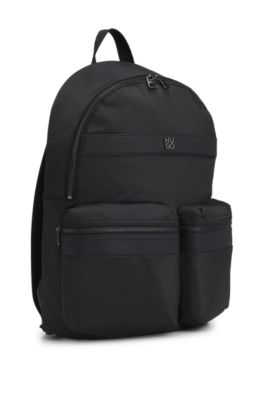 Twill backpack with stacked-logo trim, Black