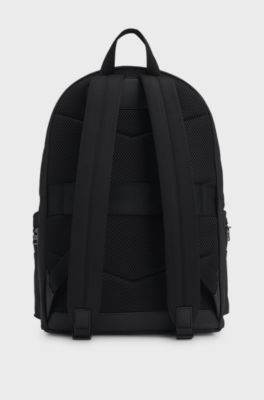 Twill backpack with stacked-logo trim, Black
