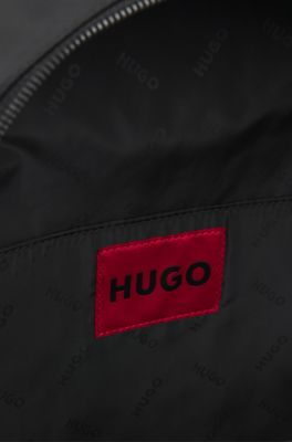 Twill backpack with stacked-logo trim, Black