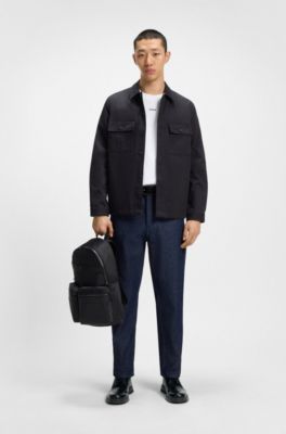 Twill backpack with stacked-logo trim, Black