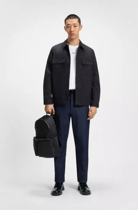 Twill backpack with stacked-logo trim