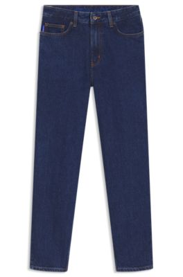 Mom-fit jeans in blue stretch denim, Dark Blue