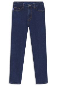 Jean Mom en denim stretch bleu, Bleu foncé