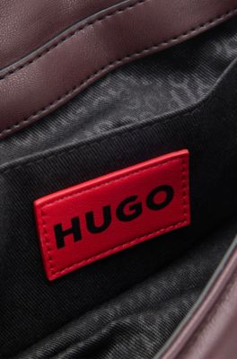 Chain-handle shoulder bag with logo closure, Dark Brown