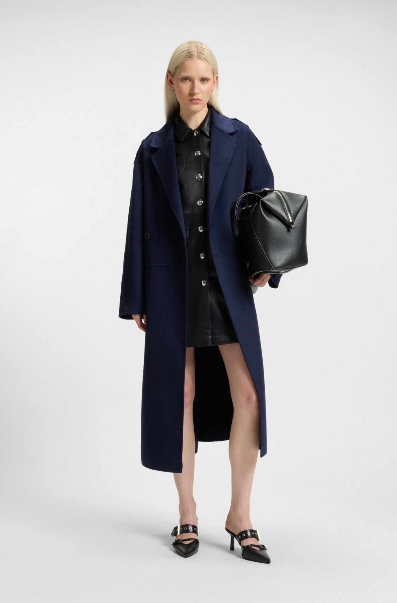 BOSS ボス　トートバッグ ネイビー BOSS - Slimline canvas tote bag with logo patch - Dark Blue
