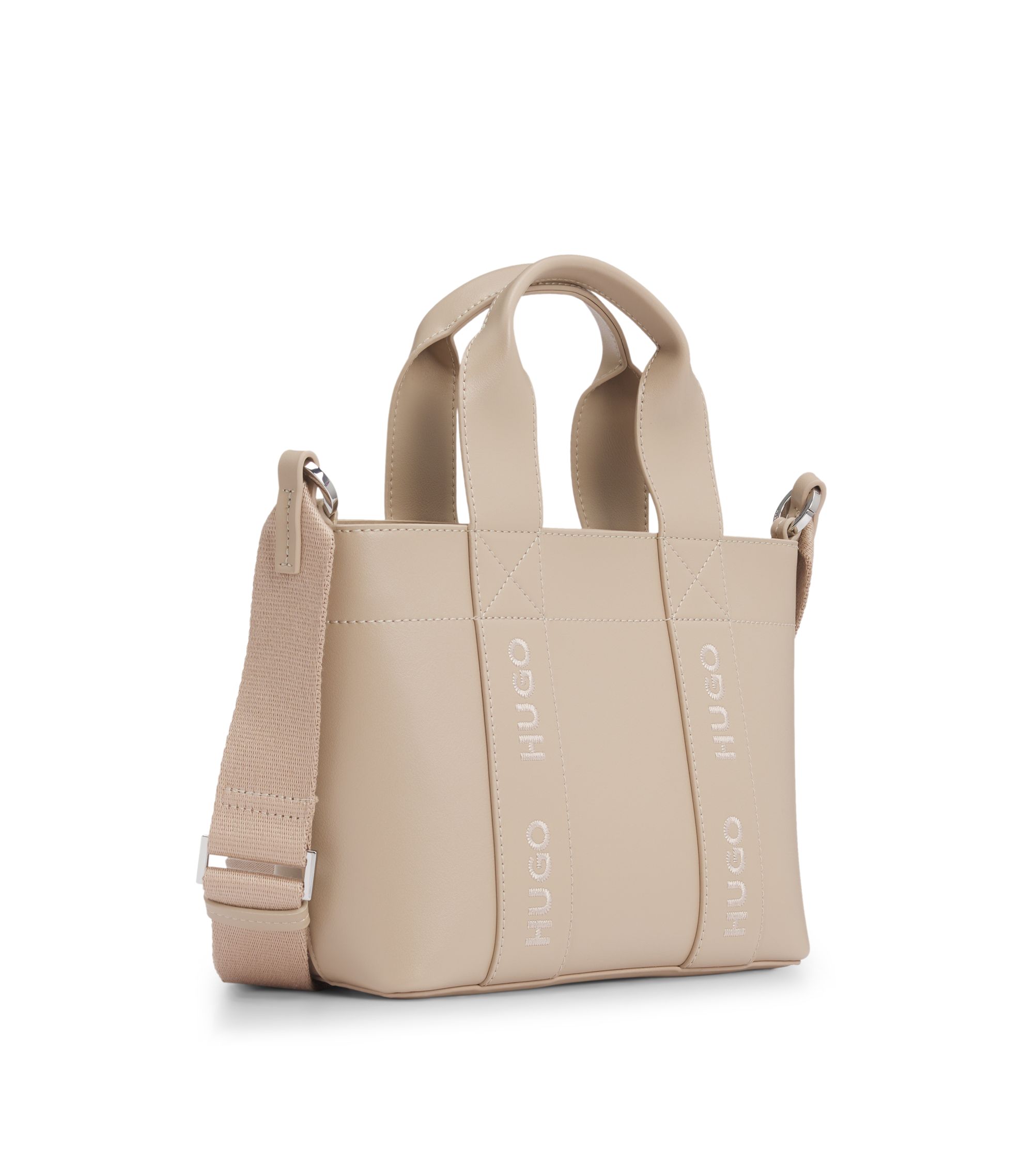 HUGO - フェイクレザー ミニトートバッグ ロゴエンブロイダリー