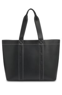 Borsa tote in similpelle con loghi ricamati, Nero