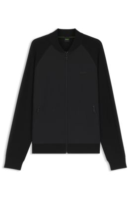 Regular-fit cardigan in mixed materials, Black