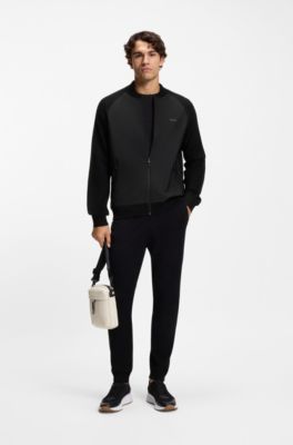 Regular-fit cardigan in mixed materials, Black