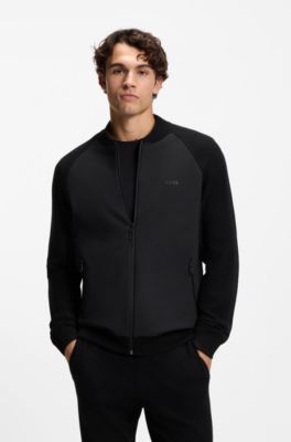 Regular-fit cardigan in mixed materials, Black