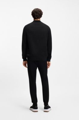 Regular-fit cardigan in mixed materials, Black