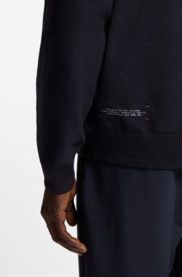 Regular-fit cardigan in mixed materials, Dark Blue