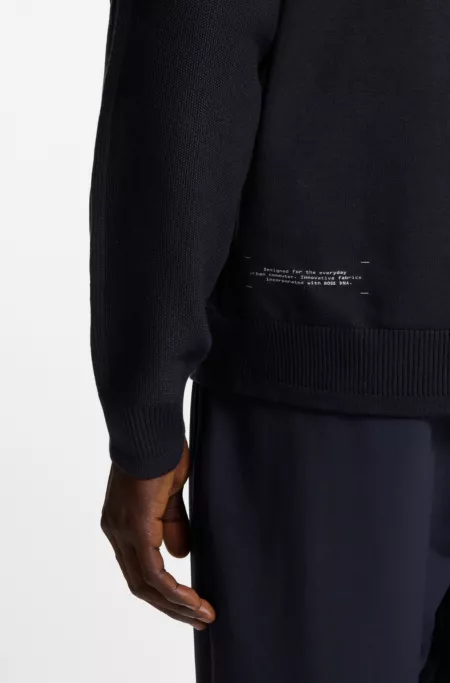 Regular-fit cardigan in mixed materials