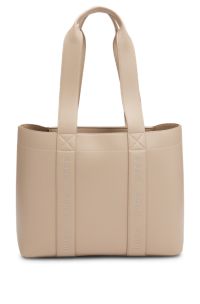 Buideltas van imitatieleer met logostiksels, Lichtbeige