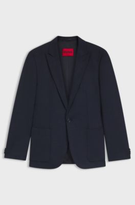 Extra-slim-fit blazer in melange performance-stretch flannel, Dark Blue