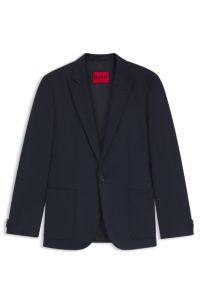 Extra-slim-fit blazer in melange performance-stretch flannel, Dark Blue
