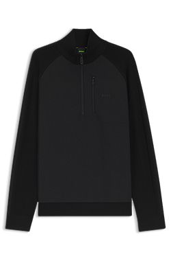 Quarter-zip sweater with terry-fabric inner